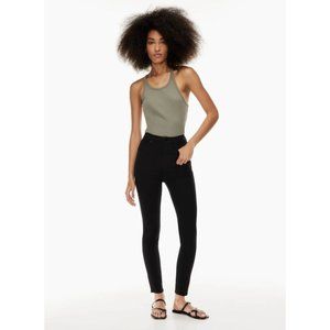 Denim Forum Lola Ultra High Rise Skinny Crop Raw Hem Jean in Black